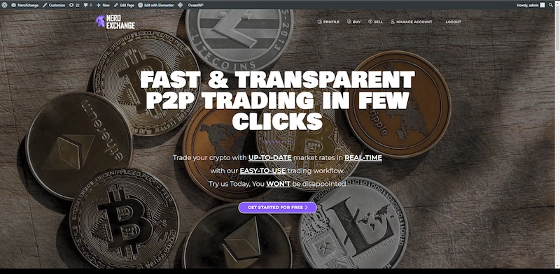 Crypto exchange WordPress landing page