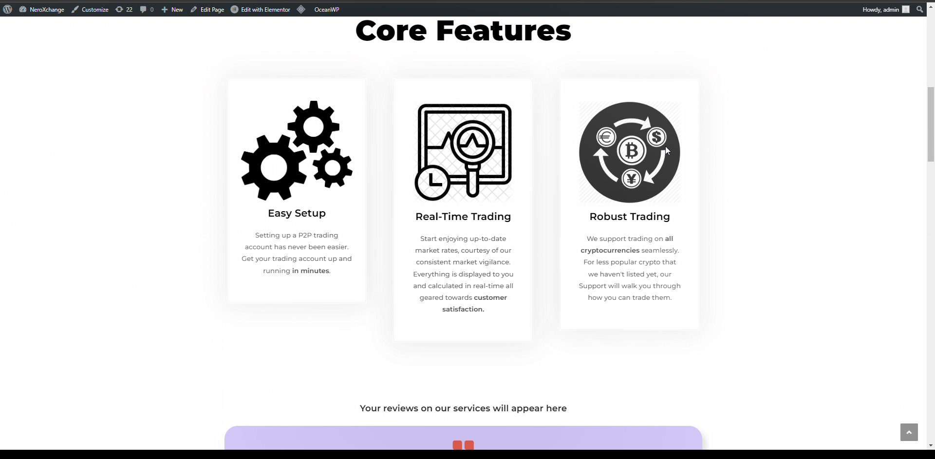Feature list with icons